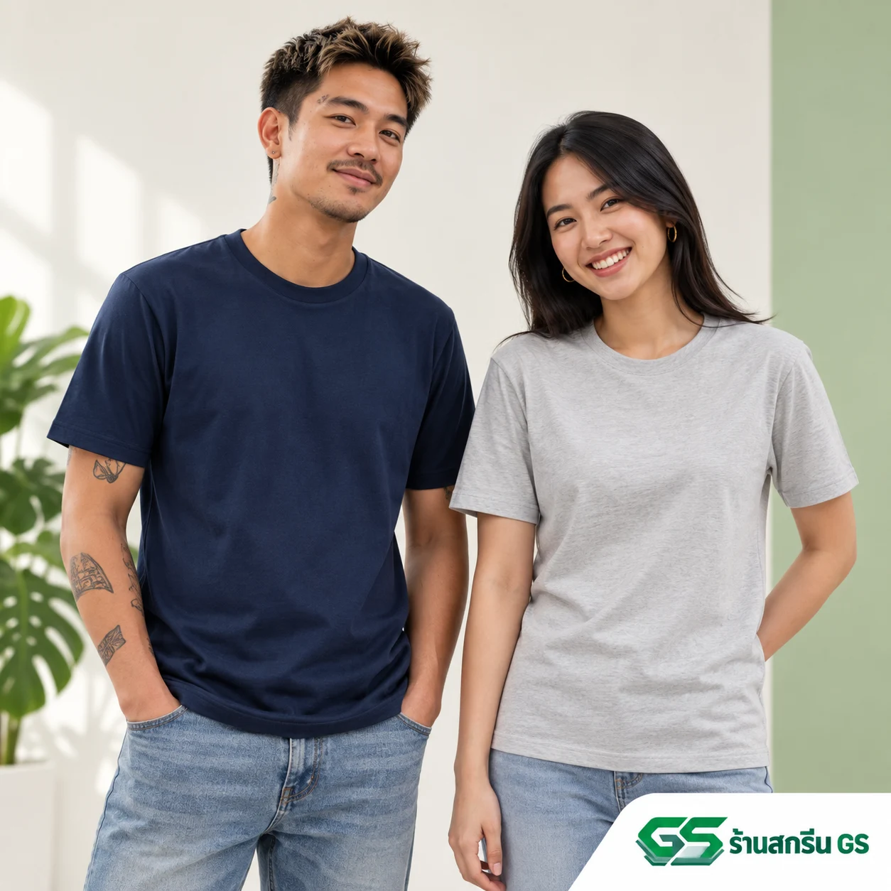 ภาพจำลองการสวมใส่ เสื้อยืด Cotton Comb 30 อ้างอิงสินค้าจากเว็บเดิม ร้านสกรีน GS