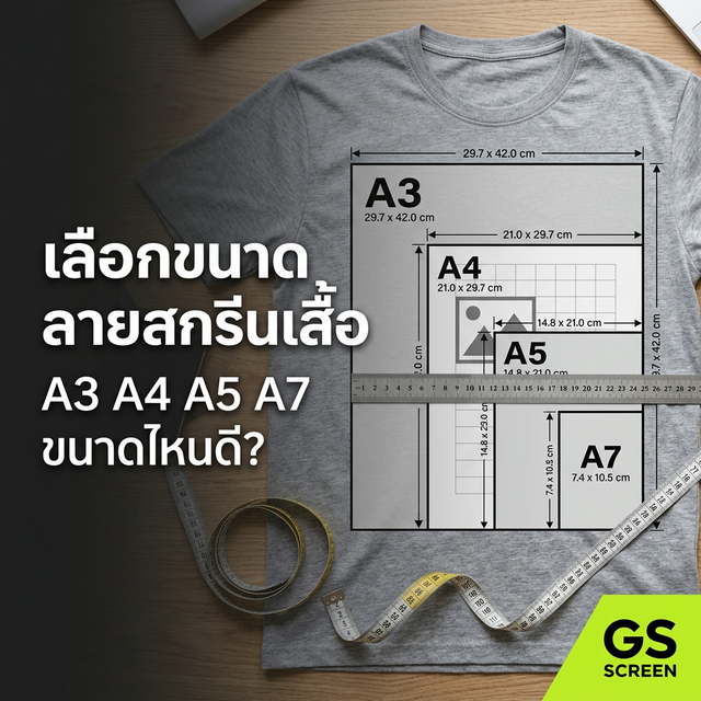 วิธีเลือกขนาดลายสกรีนเสื้อ A3 A4 A5 A6 A7 ขนาดไหนเหมาะกับงานของคุณ?