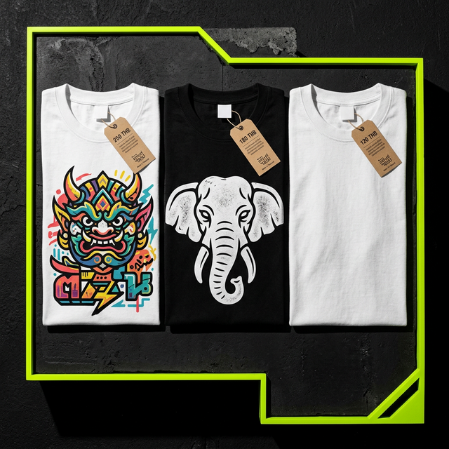 ตัวอย่างงานสกรีน DFT ลงเสื้อ Cotton Semi 32 GS Screen